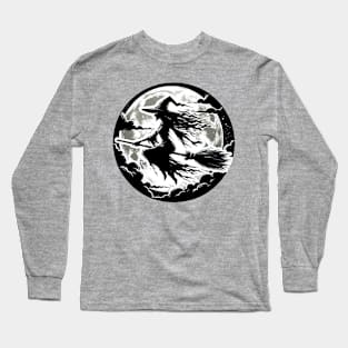 horror flying witch Long Sleeve T-Shirt